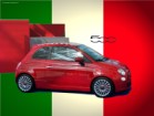 Die neue Legende Fiat 500 vor der italienischen Flagge