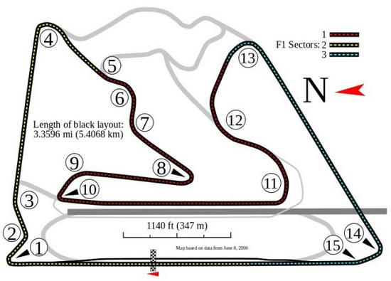 Streckenführung Bahrein International Circuit