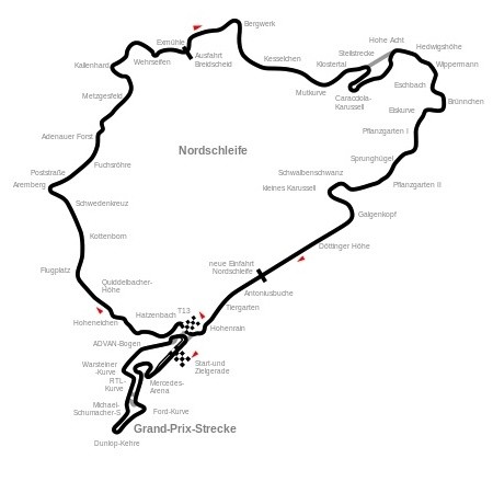 Streckenführung Nürburgring Nordschleife heute