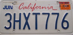 Ansicht Autokennzeichen USA California